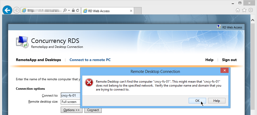 your computer cannot connect to the remote desktop gateway server